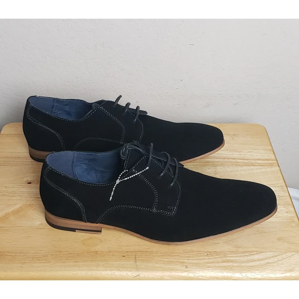 Bruno Marc New York Mens Black Suede Derby Lace Up Dress Shoes Size 12‎ Formal